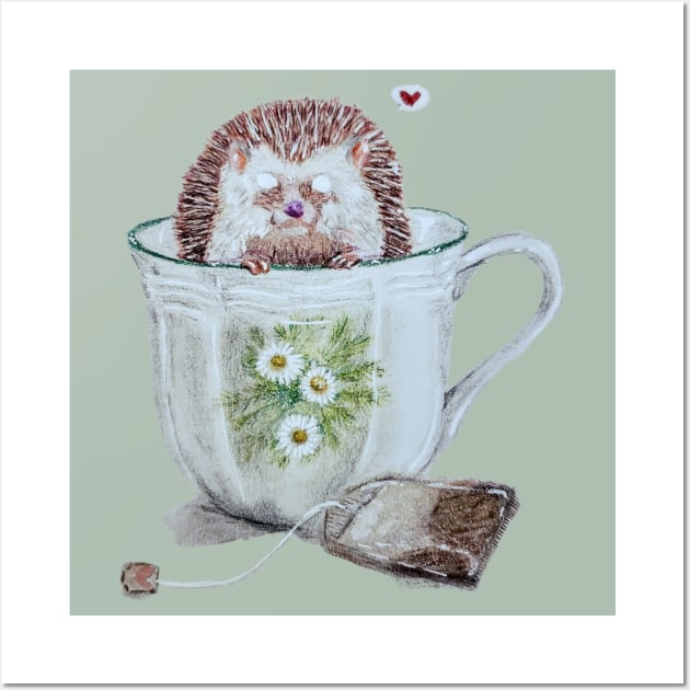 Hedgie Tea Wall Art by Animal Surrealism